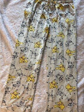 Pikachu Print Lounge Pants - Yellow & Black on Light Gray